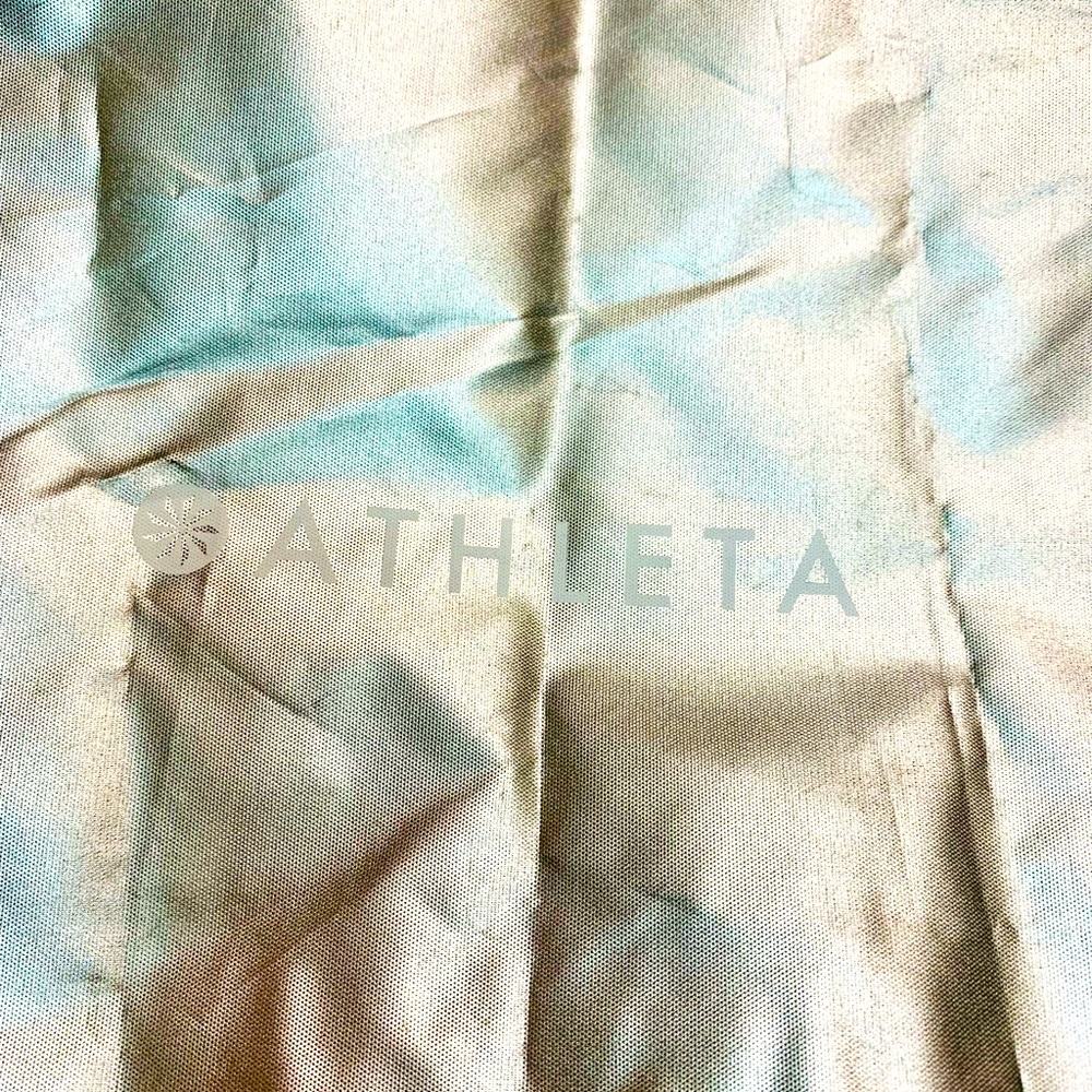 Athleta silver metallic fabric drawstring bag large